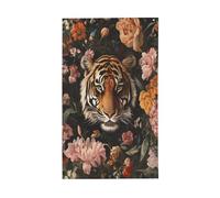 Tiger and Florals Maximalism Yard House Drapeaux de 9,1 x 152,4 cm avec œillets Décoration d'intérieur ou d'extérieur