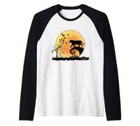 Tiger and Moon Scary Animals Funny Halloween Costume Manche Raglan