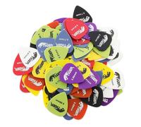 TIGER AP100A Lot de 100 médiators de guitare pour guitare acoustique/classique/électrique/basse Variété de calibres léger/moyen/lourd - 0,58 mm / 0,71 mm / 0,81 mm / 0,96 mm - Couleurs assorties
