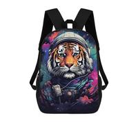 Tiger Astronaut Space Art Print-5 Sacs À Dos Imprimés En 3D Pour Enfants 17inch Sacs À Dos Tendance Et Décontractés Pour La Journée, Sacs De Voyage, Sacs À Dos D'extérieur Pour Garçons Et Filles