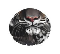Tiger at rest Bonnet de douche pour femme, imperméable, réutilisable, avec cordon élastique lavable, adapté aux cheveux longs et aux tresses, idéal pour la douche.