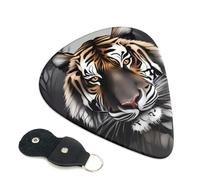 Tiger at Rest Lot de 6 médiators avec étui en cuir pour guitare électrique, ukulélé 0,96 mm