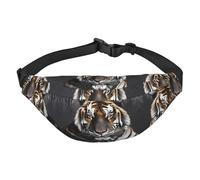 Tiger at rest Sac banane de voyage tendance, adapté pour le sport, la course à pied, le cyclisme, les voyages, la pêche, noir, taille unique