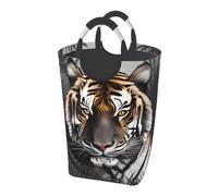 Tiger at Rest Sac de rangement carré pour vêtements sales, léger et grande capacité, adapté pour la maison et les voyages.