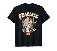 Tiger Bamboo Ink Art Vintage Graphic Tee T-Shirt Graphique avec Valeur