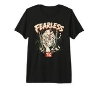 Tiger Bamboo Ink Art Vintage Graphic Tee T-Shirt Haut de Gamme