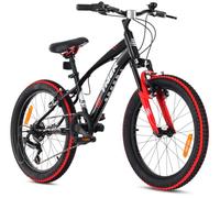 Tiger Bike Vélo pour Enfant pour garçon 20 Pouces Taille de Roue au Choix 6 Vitesses Shimano Vélo Enfant de 6 à 10 Ans Hauteur réglable (Rouge Noir)
