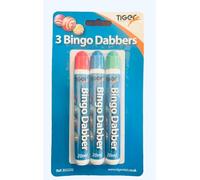 Tiger Bingo Dabber Games Lot de 3 tampons stationnaires 19,6 x 9,1 x 1,7 cm 80 g (rouge/bleu/vert)