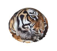 Tiger Bonnet de douche en bois réutilisable et imperméable pour homme et femme avec bande élastique - Bonnet de bain double couche lavable pour toutes les coiffures - Facile à transporter