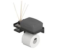 Tiger Caddy Porte-Rouleau Papier Toilette avec Tablette 24 cm Noir