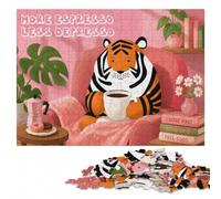 Tiger Coffee - More Espresso Less Depresso Puzzle en Bois, 1000 pièces | Le repérage visuel et le tri: un passe-temps pratique en intérieur à la maison.