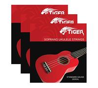 Tiger Cordes Ukulélé soprano - Lot de 3 | Son Chaud, Douces pour les Doigts - Idéales pour Débutants et Étudiants