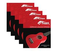 Tiger Cordes Ukulélé soprano - Lot de 5 | Son Chaud, Douces pour les Doigts - Idéales pour Débutants et Étudiants