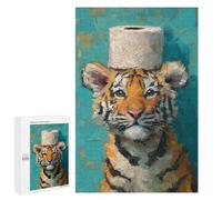 Tiger Cub with Toilet Paper Hat Puzzle 1000 Pièces Educa Jouet en Bois Cadeau Unique Décoration Intérieure Jeu Éducatif Challenge Toy Adultes Et Enfants À Partir De 14 Ans 1000 PCS