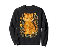 Tiger De Dessin Animé Mignon Tenant Une Fleur Sweatshirt
