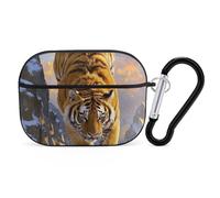 Tiger Descending The Mountain Coque pour AirPod Pro, anti-rayures en polycarbonate rigide avec porte-clés, accessoires pour AirPod Pro 2e/1ère coque pour homme et femme, style noir