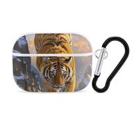 Tiger Descending The Mountain Coque pour AirPod Pro, anti-rayures en polycarbonate rigide avec porte-clés, accessoires pour AirPod Pro 2e/1ère coque pour homme et femme, style blanc