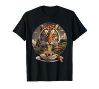 Tiger Eating Ramen Bonsai Tree Pagode Art Ramen Lover T-Shirt