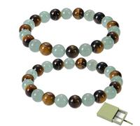 Tiger Eye Green Bracelet, Fengshui Wealth and Luck Bracelet for Men Women (2Pcs)