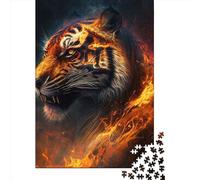Tiger Fire Puzzle 1000 Pièces pour Adultes, 4 Jeux de Puzzles Familles, Puzzle en Papier, Défi Mental, 1000 Pièces (38x26cm)
