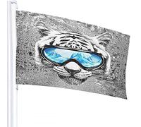 Tiger Flag 3x5 FT Portrait of Cool Tiger Head with Ski Goggles Sunglasses Outdoor Flags Large Welcome Yard Banners Home Garden Yard Lawn Decor