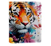 Tiger Flowers Couverture de livre remplaçable en cuir PU réutilisable Convient pour ordinateurs portables de 148 x 210 mm