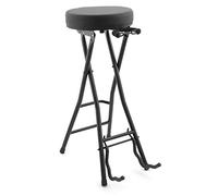 TIGER GST99-BK2 Tabouret de guitare pliable avec support de guitare et repose-pieds intégrés - Nouveau modèle 2021, Noir