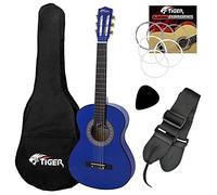 TIGER Guitare Classique Gaucher 3/4 Bleu Pack Débutant