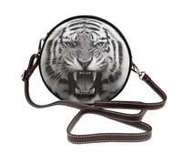 Tiger Head Sac à bandoulière rond en cuir pour femme