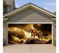 Tiger - Housse de porte de garage audacieuse avec motif de vie sauvage, grande décoration de porte de garage, décoration d'intérieur et d'extérieur - Motif animaux sauvages toutes saisons - 397 x 180