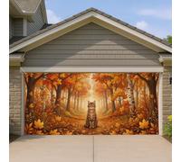 Tiger Housse de porte de garage réaliste - Feuilles d'automne - Bouleau - Orange - Décoration d'intérieur pour arrière-cour, jardin, extérieur et intérieur - 400 x 180 cm