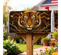 Tiger - Housses magnétiques de boîte aux lettres pour décoration extérieure de cour, motif branches sauvages modernes, zigzag, orange, 53,3 x 64,9 cm