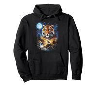 Tiger Howling at The Moon Vintage Fantasy Spirit Art Sweat à Capuche