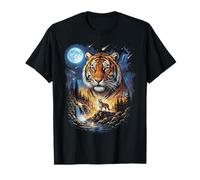 Tiger Howling at The Moon Vintage Fantasy Spirit Art T-Shirt