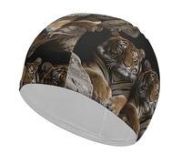 Tiger in Cave Bonnet de bain haute élasticité pour homme et femme Durable Imperméable Garde les cheveux au sec Parfait pour la piscine, la plage, la natation