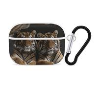 Tiger in Cave Coque pour AirPod Pro, anti-rayures en polycarbonate rigide avec porte-clés, accessoires pour AirPod Pro 2e/1ère coque pour homme et femme, style blanc