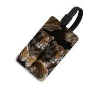 Tiger in Cave - Étiquettes de bagage avec carte d'identité, étiquettes de sac de voyage, étiquettes de nom imperméables pour valises, sacs à dos et étuis de voyage - Style noir