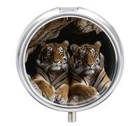 Tiger in Cave Pilulier 3 compartiments étanche pour poche ou sac à main Mini pilulier portable pour médicaments et vitamines
