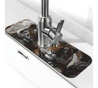 Tiger in Cave - Tapis de robinet d'évier absorbant - Séchage rapide - Plateau anti-éclaboussures pour comptoirs de cuisine ou de salle de bain