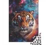 Tiger in Cosmos-4 Plaque Métallique Rustique 38x26cm/1000pcs pour Le Salon, Décoration Murale Destinée À Le Salon, Le Coin Lecture Et L’entrée