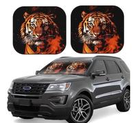 Tiger in fire Pare-soleil de voiture 2 pièces pliable pour pare-brise avant de voiture pare-soleil universel pour fenêtre avant de voiture