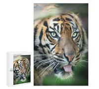 Tiger in Forest Puzzle en bois de tilleul laminé de 1000 pièces - Amusement d'intérieur parfait pour les amateurs d'art