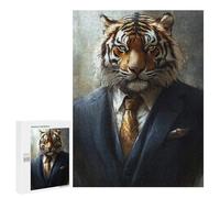 Tiger in Suit Art Print Puzzle 1000 Pièces Educa Jouet en Bois Cadeau Unique Décoration Intérieure Jeu Éducatif Challenge Toy Adultes Et Enfants À Partir De 14 Ans 500 PCS