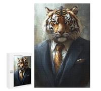 Tiger in Suit Art Print Puzzle 1000 Pièces Educa Jouet en Bois Cadeau Unique Décoration Intérieure Jeu Éducatif Challenge Toy Adultes Et Enfants À Partir De 14 Ans 1000 PCS