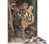 Tiger in The Woods Puzzle 1000 Pièces Cadeau Unique Jeu Éducatif Challenge Toy À De Qualité Supérieure Peinture Art pour Adultes Et Enfants À Partir De 12 Ans 1000pcs (75x50cm)