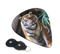 Tiger in the zoo Lot de 6 médiators avec porte-médiators en cuir pour guitare électrique, ukulélé 0,71 mm