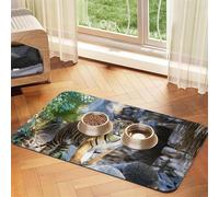 Tiger in the zoo Tapis d'alimentation à motifs pour animaux domestiques avec dessus en polyuréthane absorbant l'eau et base en caoutchouc - Tapis de nourriture antidérapant pour chiens, chats et