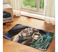 Tiger in The Zoo Tapis de nourriture pour chien, tapis d'alimentation absorbant pour gamelles d'eau et de nourriture Tapis de placement antidérapant pour sols imperméable à séchage rapide pour chiens