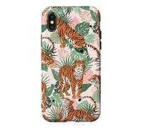 Tiger in Tropical Palms Safari Theme Coque pour iPhone X/XS