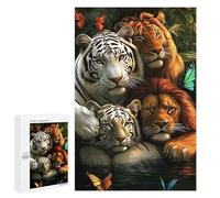 Tiger, Lion, Butterfly Wildlife Puzzle 1000 Pièces Educa Jouet en Bois Cadeau Unique Décoration Intérieure Jeu Éducatif Challenge Toy Adultes Et Enfants À Partir De 14 Ans 1000 PCS